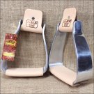 HILASON SLOPED ALUMINUM ROPER STIRRUPS W/ LEATHER WRAPPED THROAT & TREAD