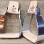 HILASON SLOPED ALUMINUM ROPER STIRRUPS W/ LEATHER WRAPPED THROAT & TREAD