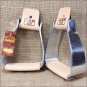 HILASON SLOPED ALUMINUM ROPER STIRRUPS W/ LEATHER WRAPPED THROAT & TREAD