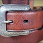 3D 34 x 1 1/2 INCH DARK BROWN MEN'S WESTERN BASIC LEATHER BELT REMOVABLE BUCKLE