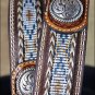 38 INCH WESTERN ARIAT LEATHER MENS BELT BASKETWEAVE FLORAL CONCHOS BROWN