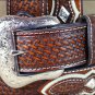46 INCH WESTERN NOCONA MENS BELT TOOLED DIAMOND SILVER CONCHOS COPPER