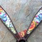 HILASON WESTERN LEATHER HORSE BREAST COLLAR DARK BROWN FLORAL PAINTED