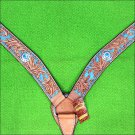 HILASON WESTERN LEATHER HORSE BREAST COLLAR TAN TURQUOISE BLING CONCHO