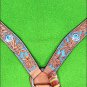 HILASON WESTERN LEATHER HORSE BREAST COLLAR TAN TURQUOISE BLING CONCHO