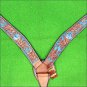 HILASON WESTERN LEATHER HORSE BREAST COLLAR TAN TURQUOISE BLING CONCHO
