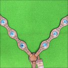 HILASON WESTERN LEATHER HORSE BREAST COLLAR TAN TURQUOISE CONCHO BLING