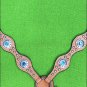 HILASON WESTERN LEATHER HORSE BREAST COLLAR TAN TURQUOISE CONCHO BLING