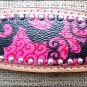 HILASON WESTERN LEATHER HORSE BREAST COLLAR HAND PAINT MAGENTA SWIRLS