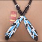 HILASON WESTERN LEATHER HORSE ONE EAR HEADSTALL BREAST COLLAR FEATHER TURQUOISE