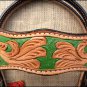 V1 HILASON WESTERN LEATHER HORSE HEADSTALL BRIDLE LIGHT OIL GREEN HAND PAINT