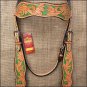 V1 HILASON WESTERN LEATHER HORSE HEADSTALL BRIDLE LIGHT OIL GREEN HAND PAINT