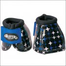 LARGE WEAVER FASHION 600D NEOPRENE NO TURN HORSE LEG BELL BOOTS BLUE CROSS