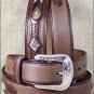 38x1 1/2" 3D BROWN DARK MENS WESTERN FASHION LEATHER BELT REMOVABLE BUCKLE