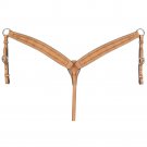 TOUGH 1 PREMIUM LEATHER TAPERED BREASTCOLLAR 2 1/4" BARB WIRED TOOLED LIGHT OIL