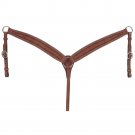 TOUGH 1 PREMIUM LEATHER TAPERED BREASTCOLLAR 2 1/4" BARB WIRED TOOLED MED OIL