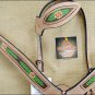 HILASON WESTERN LEATHER HORSE HEADSTALL BRIDLE BREAST COLLAR TAN HAND PAINT