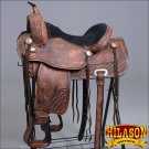 TO106DBRO HILASON TREELESS WESTERN TRAIL BARREL RACING HORSE RIDING SADDLE 16 17