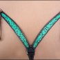 HILASON WESTERN LEATHER HORSE BRIDLE HEADSTALL BREAST COLLAR CROSS FEATHER GREEN