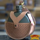 BG153-F HILASON TAN TOP GRAIN LEATHER BASKET WEAVE 2 QUART CANTEEN HOLSTER BAG