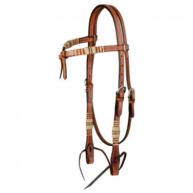 TOUGH 1 FUTURITY HEADSTALL W/ BRAIDED NATURAL RAWHIDE MEDIUM OIL