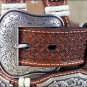 M&F WESTERN ARIAT SCALLOP CONCHOS RAWHIDE WRAPS TAN LEATHER MEN'S BELT 32-46 in