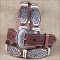 M&F WESTERN ARIAT SCALLOP CONCHOS RAWHIDE WRAPS TAN LEATHER MEN'S BELT 32-46 in