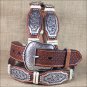 M&F WESTERN ARIAT SCALLOP CONCHOS RAWHIDE WRAPS TAN LEATHER MEN'S BELT 32-46 in