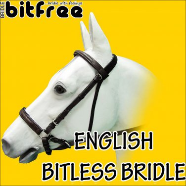BB231-F HILASON ENGLISH BITLESS BITFREE BRIDLE EXTREMELY COMFORTABLE PONY SIZE