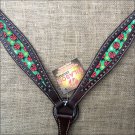 HILASON WESTERN LEATHER HORSE BREAST COLLAR DARK BROWN W/ LADY BIRD INLAY