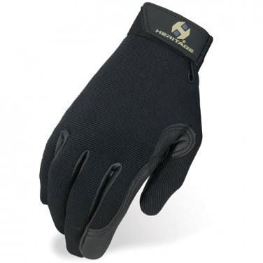 SIZE 11 HERITAGE PERFORMANCE RIDING GLOVES HORSE EQUESTRIAN BLACK