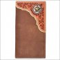 TONY LAMA TAN DISTRESSED LEATHER WESTERN RODEO MENS WALLET NAT FLORAL OVERLAY