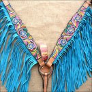 HILASON WESTERN LEATHER HORSE BREAST COLLAR HAND PAINT FRINGES