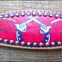 HILASON WESTERN LEATHER HORSE BREAST COLLAR HAND PAINT CROSS GUN MAGENTA