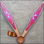 HILASON WESTERN LEATHER HORSE BREAST COLLAR HAND PAINT CROSS GUN MAGENTA