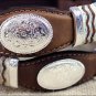 9119L TONY LAMA BARK BROWN CUTTING CHAMP SCALLOP WESTERN LEATHER MEN'S BELT