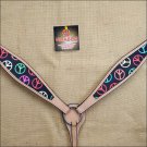 HILASON WESTERN LEATHER HORSE BREAST COLLAR TAN W/ PEACE SIGN INLAY