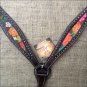 HILASON WESTERN LEATHER HORSE BREAST COLLAR DARK BROWN W/ FLORAL INLAY