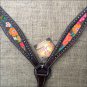 HILASON WESTERN LEATHER HORSE BREAST COLLAR DARK BROWN W/ FLORAL INLAY