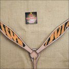 HILASON WESTERN LEATHER HORSE BREAST COLLAR TAN W/ TIGER CHEETAH INLAY