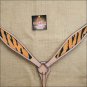 HILASON WESTERN LEATHER HORSE BREAST COLLAR TAN W/ TIGER CHEETAH INLAY