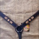 NEW HILASON WESTERN LEATHER RAWHIDE BRAIDED HORSE BREAST COLLAR - DARK BROWN