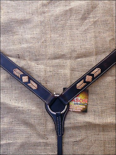 NEW HILASON WESTERN LEATHER RAWHIDE BRAIDED HORSE BREAST COLLAR - DARK BROWN