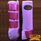 MED HILASON GLITTER PURPLE HORSE FRONT LEG PROTECTION ULTIMATE SPORTS BOOT PAIR