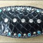 WESTERN LEATHER HORSE BRIDLE HEADSTALL BREAST COLLAR BLACK CROCODILE W/ CONCHO