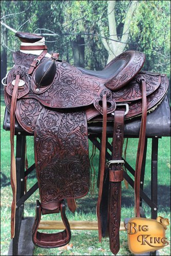 W74MA-F HILASON BIG KING SERIES WESTERN WADE RANCH ROPING COWBOY TRAIL SADDLE 16