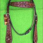 HILASON WESTERN LEATHER HORSE HEADSTALL BRIDLE MAHOGANY PURPLE GREEN CRYSTAL