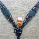 HILASON WESTERN LEATHER HORSE BREAST COLLAR HAND CARVED BLACK