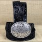 TONY LAMA BLACK PIERCED FILIGREE TROPHY WESTERN LEATHER LADIES BELT
