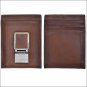 3 X 4" 3D BROWN BASIC BIFOLD MENS LEATHER WALLET SILVER METAL MULTIPLE CARD SLOT